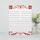Red Damask Personalisiert Matching Recipe Paper (Stehend Vorderseite)