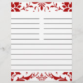 Red Damask Personalisiert Matching Recipe Paper (Rückseite)