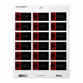 Red Damask & Red Bow - Adressetikett (Vorne)