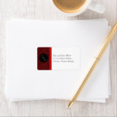 Red Damask & Red Bow - Adressetikett (Insitu)