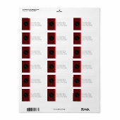 Red Damask & Red Bow - Adressetikett (Vorne)