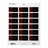 Red Damask & Red Bow Monogram - Address Label Adressaufkleber (Vorne)