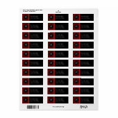 Red Damask & Red Bow Monogram Return Address Label (Vorne)