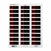 Red Damask & Red Bow - Rücksendeadresse (Vorne)