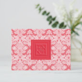Red Damask RSVP Card mit Cross oder Quartett Karte (Stehend Vorderseite)