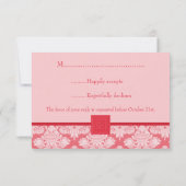 Red Damask RSVP Card mit Cross oder Quartett Karte (Rückseite)