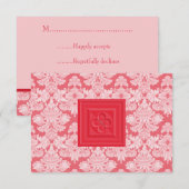 Red Damask RSVP Card mit Cross oder Quartett Karte (Vorne/Hinten)