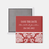 Red Damask Save the Date Magnet (Vorderseite/Rückseite)