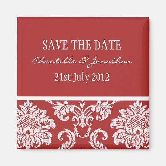 Red Damask Save the Date Magnet (Vorne)