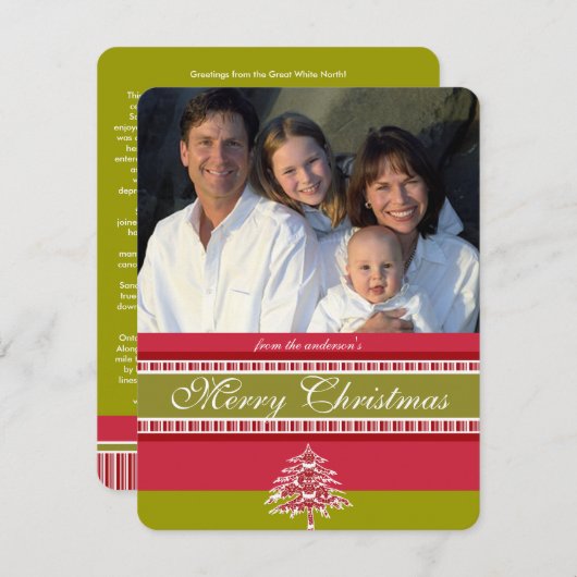 Red Damask Tree Christmas Card Einladung (Vorne/Hinten)