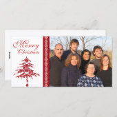 Red Damask Tree & Snowflakes Frohe Weihnachten (Vorne/Hinten)