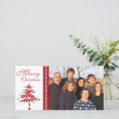 Red Damask Tree & Snowflakes Frohe Weihnachten (Stehend Vorderseite)