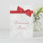 Red Damask und Bow Retirement von Imitaten Einladung (Stehend Vorderseite)