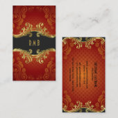 Red Damask und Gold Leaf Look Business Card Visitenkarte (Vorne/Hinten)