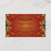 Red Damask und Gold Leaf Look Business Card Visitenkarte (Rückseite)