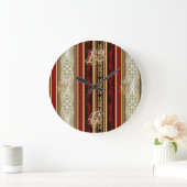 Red Damask und Gold Wall Clock Große Wanduhr (Zuhause)