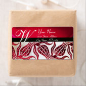 RED DAMASK VELVET TULIPS MONOGRAM Burgund White (Insitu)