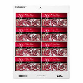 RED DAMASK VELVET TULIPS MONOGRAM Burgund White (Vorne)