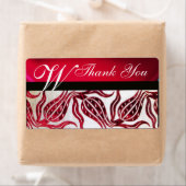RED DAMASK VELVET TULIPS MONOGRAM Burgund White (Insitu)