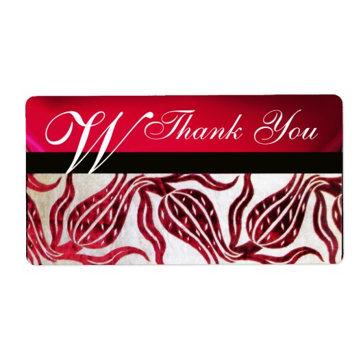 RED DAMASK VELVET TULIPS MONOGRAM Burgund White (Vorne)