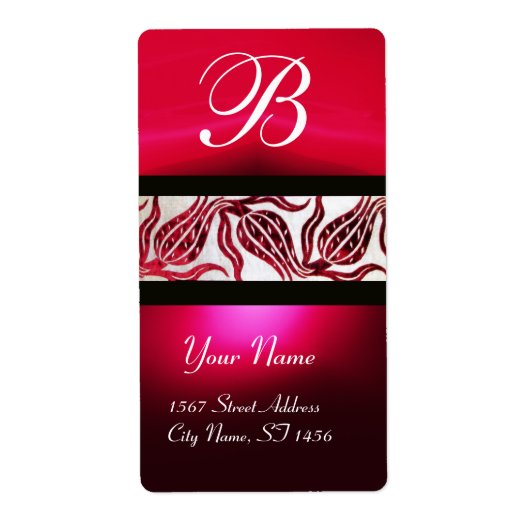 RED DAMASK VELVET TULIPS MONOGRAM Burgund White (Vorne)