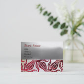 RED DAMASK VELVET TULIPS MONOGRAM Burgundy Pearl Visitenkarte (Stehend Vorderseite)