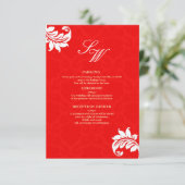 Red Damask Wedding Card Einladung (Stehend Vorderseite)