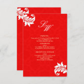 Red Damask Wedding Card Einladung (Vorne/Hinten)