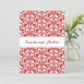 Red Damask Wedding Custom Background A25 Einladung (Stehend Vorderseite)