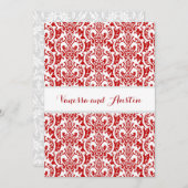 Red Damask Wedding Custom Background A25 Einladung (Vorne/Hinten)