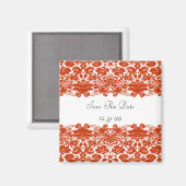 Red Damask Wedding Magnet (Vorderseite/Rückseite)