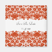 Red Damask Wedding Magnet (Vorne)