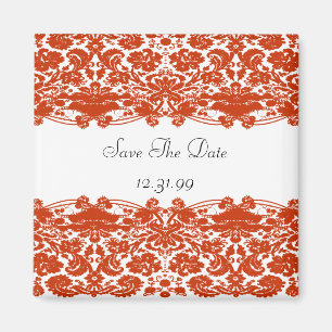 Red Damask Wedding Magnet