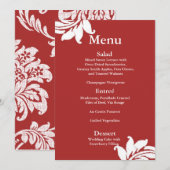 Red Damask Wedding Menu Menükarte (Vorne/Hinten)