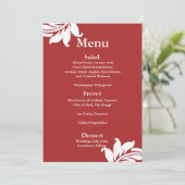 Red Damask Wedding Menu Menükarte (Stehend Vorderseite)
