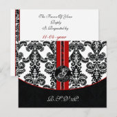 Red Damask Wedding Rsvp Card Einladungspostkarte (Vorne/Hinten)