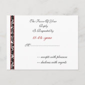 Red Damask Wedding Rsvp Card Einladungspostkarte (Rückseite)