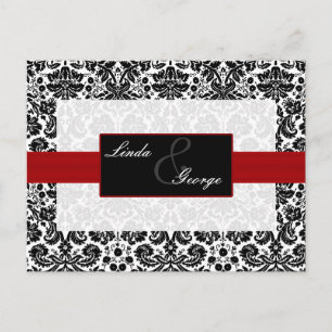 Red Damask Wedding Rsvp Card Einladungspostkarte