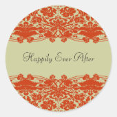 Red Damask Wedding Runder Aufkleber (Vorderseite)