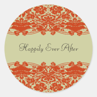 Red Damask Wedding Runder Aufkleber