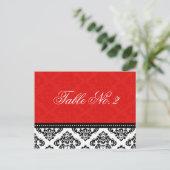 Red Damask Wedding Tischnummer (Stehend Vorderseite)