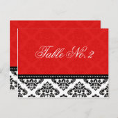 Red Damask Wedding Tischnummer (Vorne/Hinten)