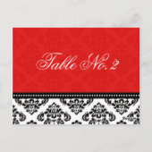Red Damask Wedding Tischnummer (Rückseite)