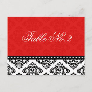 Red Damask Wedding Tischnummer