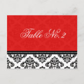 Red Damask Wedding Tischnummer (Vorderseite)