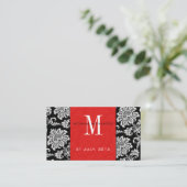 Red Damask Wedding Website Business Card Begleitkarte (Stehend Vorderseite)