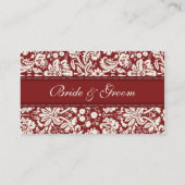 Red Damask Wedeltisch Place Setting Cards Platzkarte (Rückseite)
