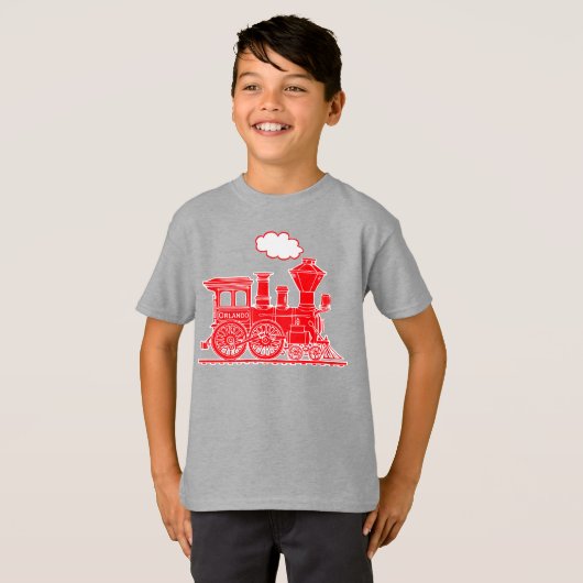 Red Dampflok Lokomotive individuelle Name Kinder T T-Shirt (Vorne ganz)