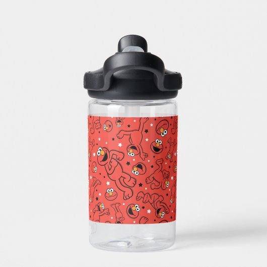 Red Dancing Elmo Pattern | Name hinzufügen Trinkflasche (Rückseite)