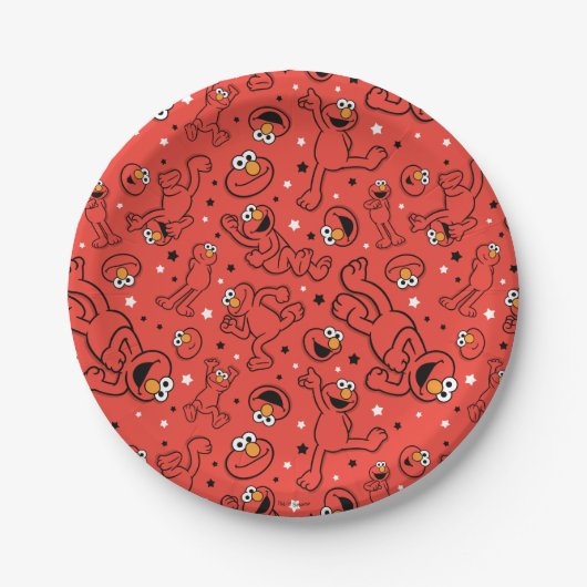 Red Dancing Elmo Pattern Pappteller (Vorderseite)
